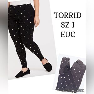 Torrid Gold Polka Dot Leggings Sz 1 EUC